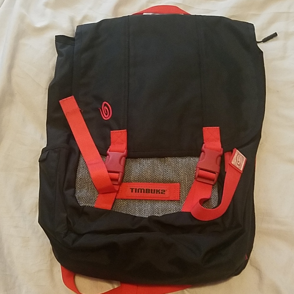 Cute rare red & black Timbuk2 flip-top backpack